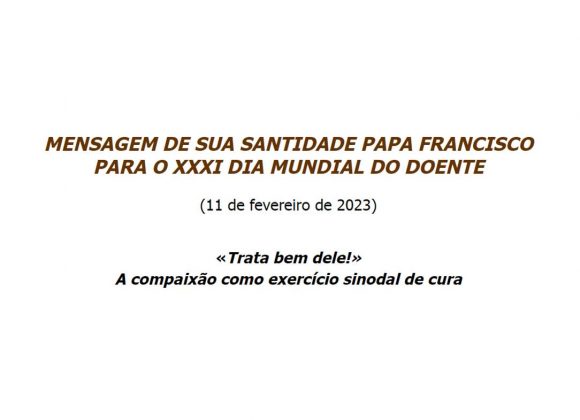 Mensagem para o Dia Mundial do Doente 2023